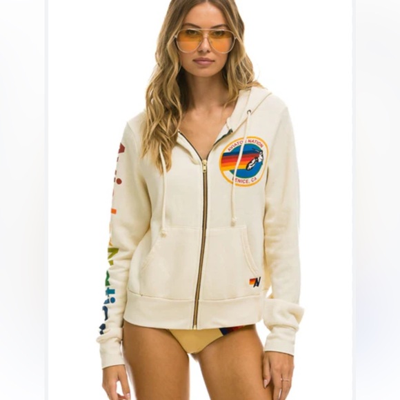 Aviator Nation Sweaters - Malibu zip up aviator nation vintage white shade